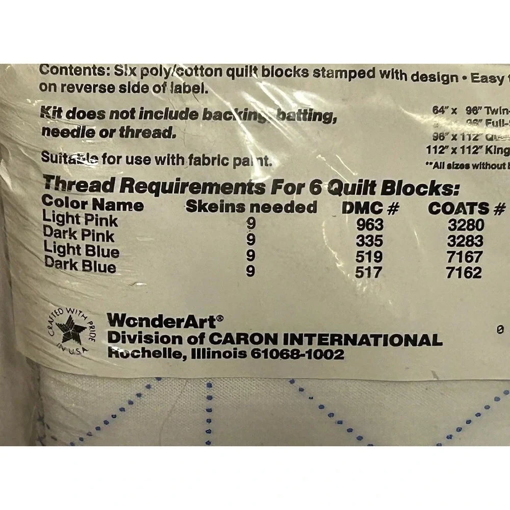 WonderArt NEW - 6 Stamped Quilt Blocks 17x17 STARBURST #1986